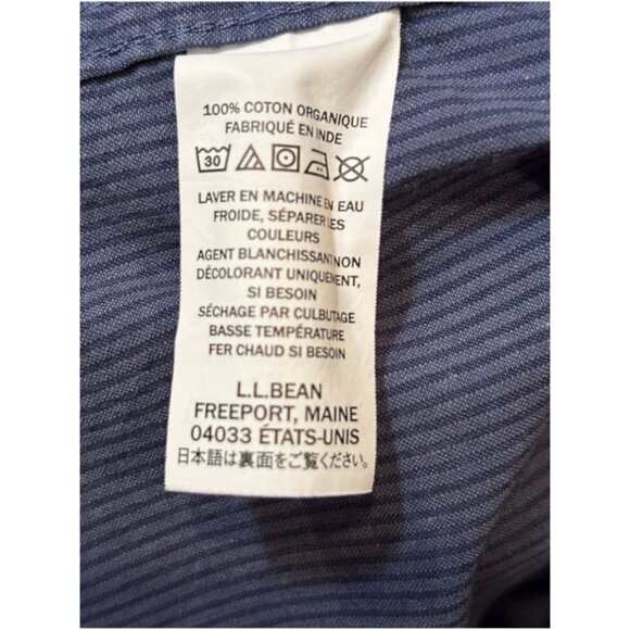 LL Bean Men Organic Cotton Slight Fitted Short Sleeve Shirt Size L Seersucker - Picture 7 of 7